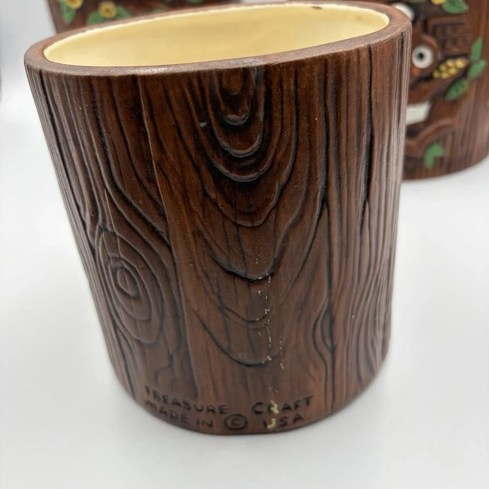 Vtg 1970's Woodsy Owl  Stump Canisters Treasure Craft USA Set of 3‎ MCM Rare HTF